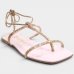 Rasteira Cia do Porto Amarração Tiras Strass Feminina - Rosa Claro Rasteira Cia do Porto Amarração Tiras Strass Feminina - Rosa Claro
