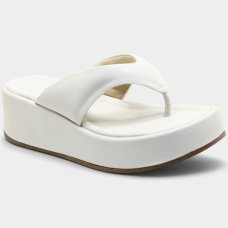 Tamanco Anabela Cia do Porto Tira Acolchoada Feminino - Off White