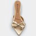Tamanco Cia do Porto Elegance Salto Fino Laço Feminino - Dourado