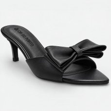 Tamanco Cia do Porto Elegance Salto Fino Laço Feminino - Preto