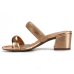 Tamanco Dakota Strass Salto Bloco Metalizado - Rose