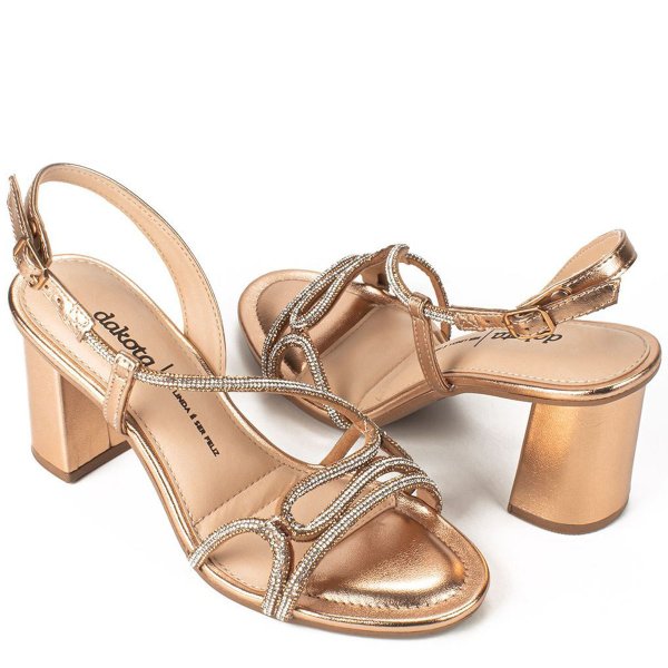 Sandália Dakota Strass Salto Bloco Feminina - Rosê