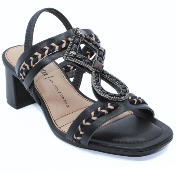 Sandália Dakota Pedraria Salto Bloco Feminina - Preto