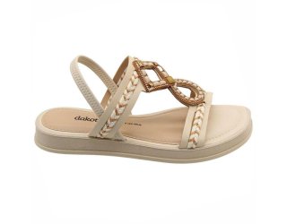 Rasteira Dakota Flatform Pedrarias Vitello Feminina - Bege