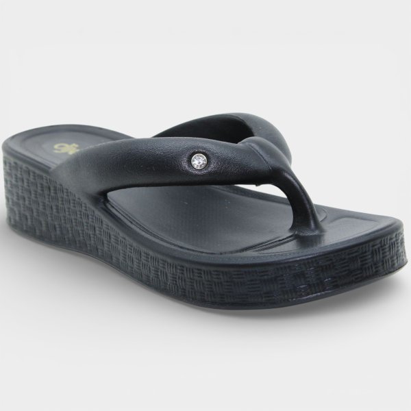 Tamanco Dijean Anatômico Brilho Feminino - Preto