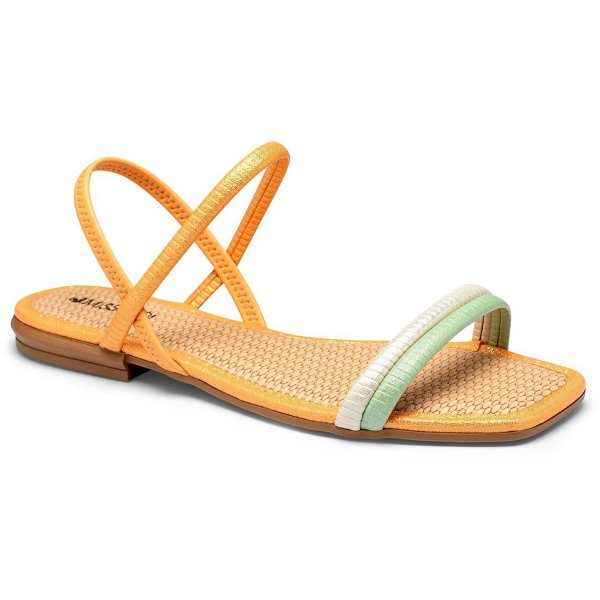 Rasteira Mississipi Com Brilhos Tiras Calce Fácil - Laranja