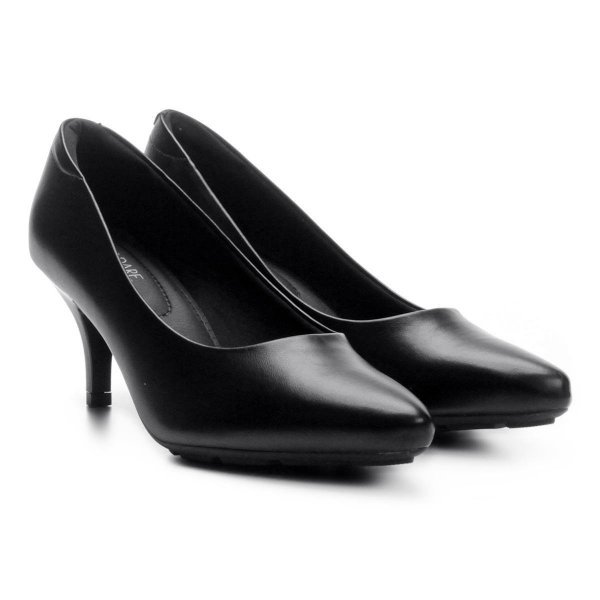 Scarpin Modare Ultra Conforto Napa Salto Baixo - Preto