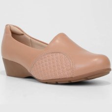 Scarpin Couro Modare Salto Baixo Anabela Joanete - Bege