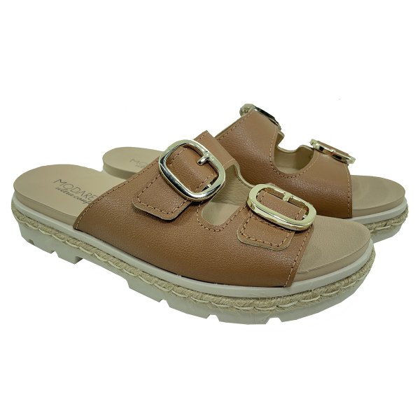 Rasteira Flatform Modare Fivelas Feminina - Caramelo