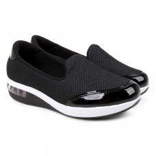 Tênis Slip On Modare Lurex Verniz Feminino - Preto