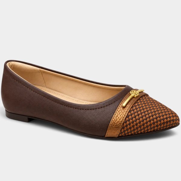 Sapatilha Modare Bico Fino Bicolor Feminina - Marrom