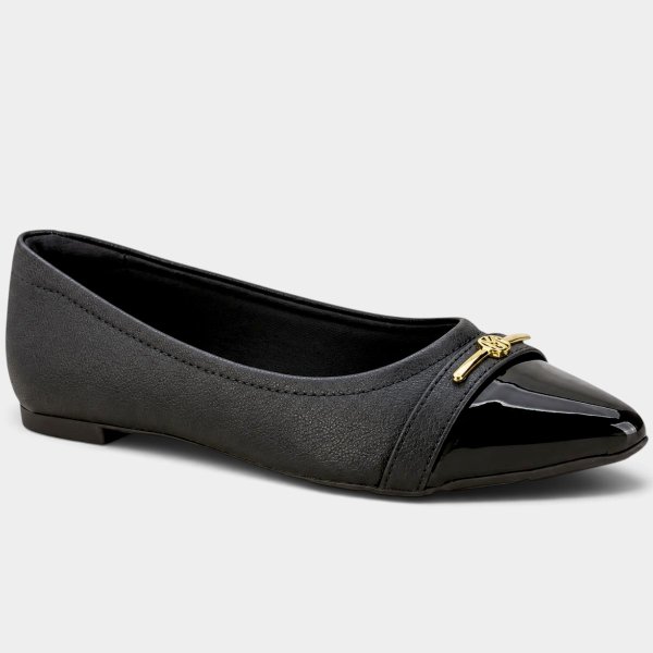 Sapatilha Modare Bico Fino Bicolor Feminina - Preto