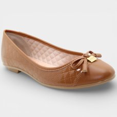Sapatilha Moleca Bico Redondo Matelassê Feminina - Marrom