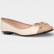 Sapatilha Moleca Bico Redondo Matelassê Feminina - Off White e Bege