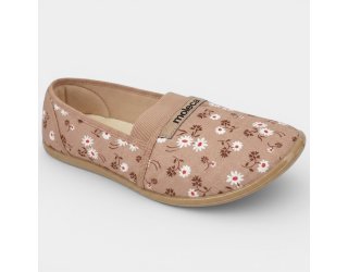 Alpargata Moleca Elastico Floral Feminina - Nude
