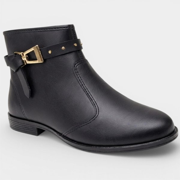 Bota Moleca Cano Extra Curto Fivela Feminina - Preto