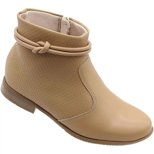 Bota Moleca Nó Cano Baixo Piton Feminina - Caramelo
