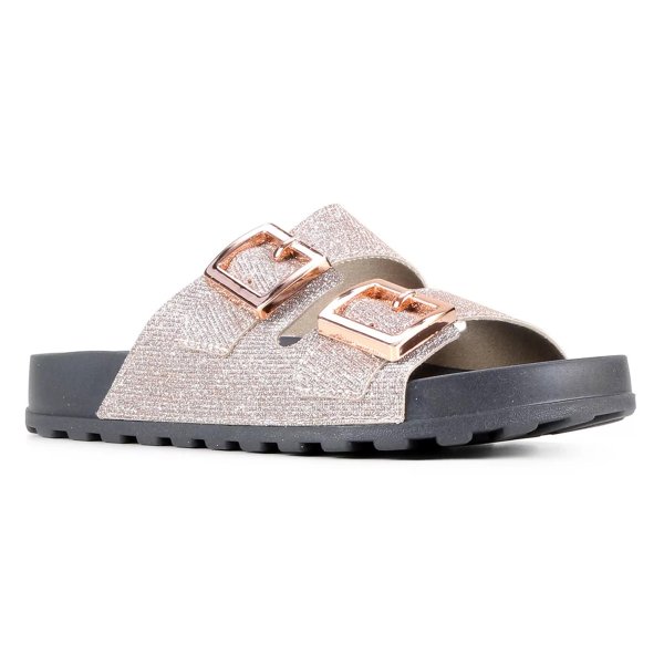 Rasteira Moleca Fivelas - Ouro Rosado