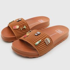 Chinelo Moleca Slide Pins Feminino - Caramelo