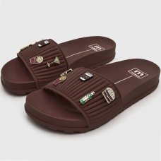 Chinelo Moleca Slide Pins Feminino - Marrom Escuro