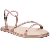 Papete Moleca Tiras Strass Feminina - Nude