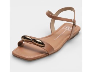 Rasteira Moleca Detalhe Metalizado Feminina - Nude Rasteira Moleca Detalhe Metalizado Feminina - Nude