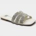 Rasteira Moleca Tiras Strass Ana Castela Feminina - Off White