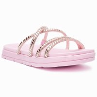 Papete Moleca Tira Strass Feminina - Rosa