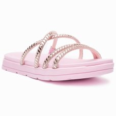 Papete Moleca Tira Strass Feminina - Rosa