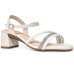 Sandália Moleca Tira Strass Salto Bloco Feminina - Off White