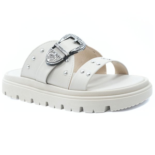 Papete Moleca Plataforma Tratorada Spikes Feminina - Off White