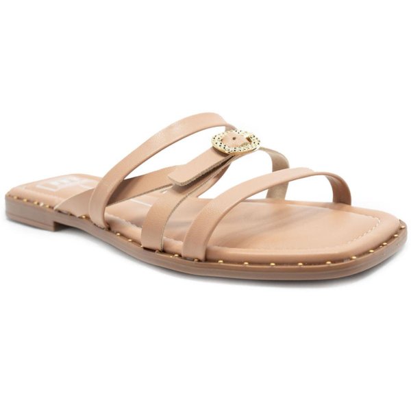 Rasteira Moleca Fivela Spikes Feminina - Nude