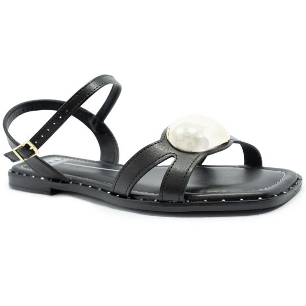 Rasteira Moleca Detalhe Feminina - Preto