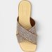Rasteira Moleca Tira Strass Casual Feminina - Marrom