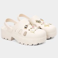 Babuche Moleca Salto Tratorado Pin Feminina - Off White