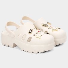 Babuche Moleca Salto Tratorado Pin Feminina - Off White Babuche Moleca Salto Tratorado Pin Feminina - Off White