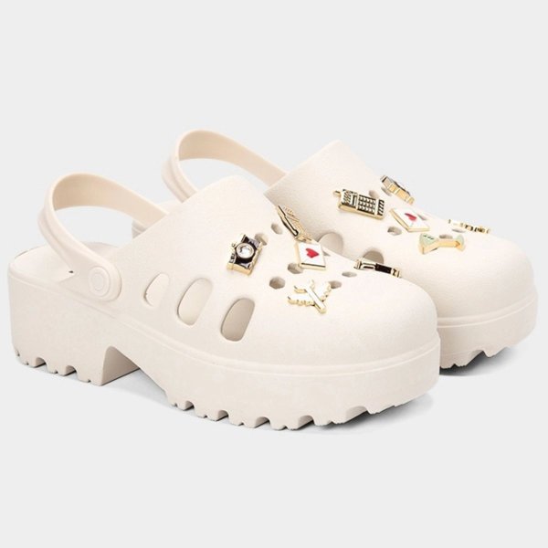 Babuche Moleca Salto Tratorado Pin Feminina - Off White