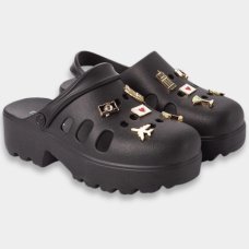 Babuche Moleca Salto Tratorado Pin Feminina - Preto Babuche Moleca Salto Tratorado Pin Feminina - Preto