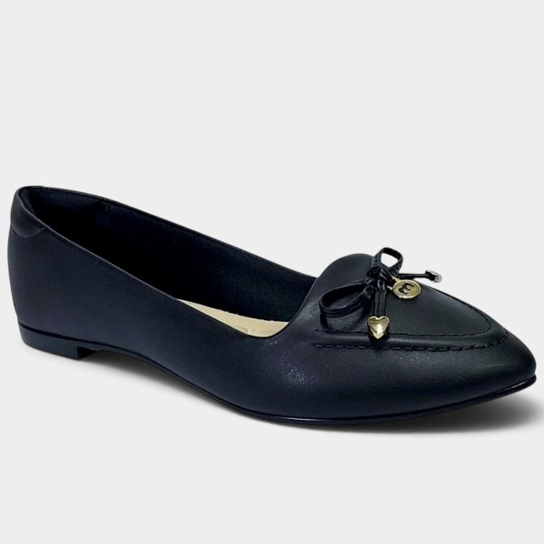 Sapatilha Moleca Bico Fino Detalhe Laço - Preto