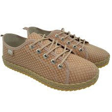 Tênis Moleca Casual Tratorado Lona Losango - Nude