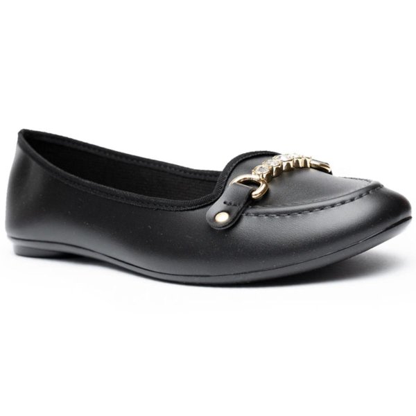 Sapatilha Moleca Detalhe Strass Feminina - Preto
