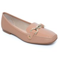 Mocassim Moleca Tresse Corrente Feminina - Nude