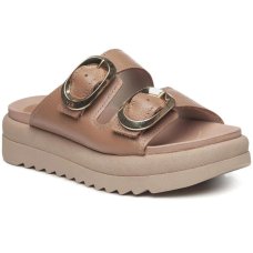 Chinelo Couro Pegada Birken Fivelas Feminino - Caramelo