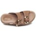 Chinelo Couro Pegada Birken Fivelas Feminino - Caramelo