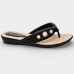 Chinelo Anabela Piccadilly Detalhes Perolados Feminino - Preto