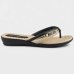Chinelo Anabela Piccadilly Detalhe Feminino - Preto e Bege