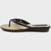 Chinelo Anabela Piccadilly Detalhe Feminino - Preto e Bege
