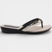 Chinelo Anabela Piccadilly Detalhe Dourado Feminino - Preto e Off White