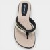 Chinelo Anabela Piccadilly Detalhe Dourado Feminino - Preto e Off White