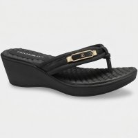 Chinelo Anabela Piccadilly Detalhe Conforto Napa Soft - Preto